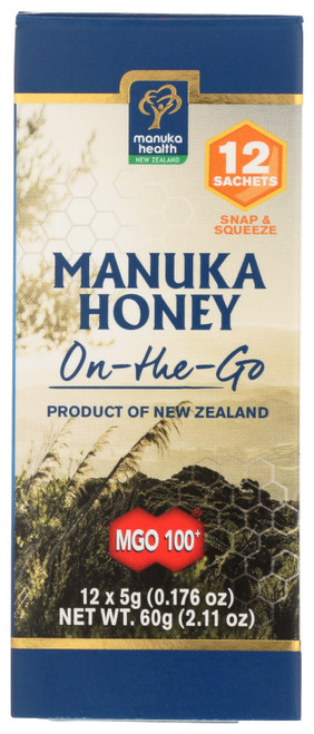 Manuka Honey On The Go MGO 100+ 12 X 5G mgo 100+ Sachets 12 Count