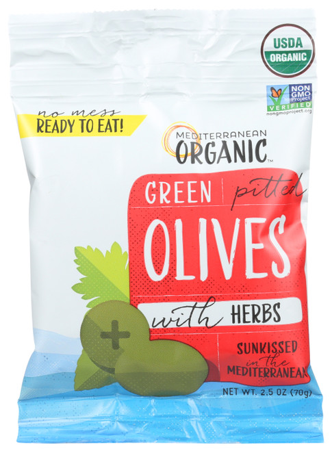 Organic Green Pitted Olives With Herbs With Herbs 2.5oz