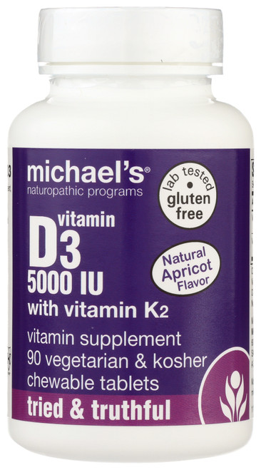 Vitamin D3 (5000 IU) With Vitamin K2 Natural Apricot Flavor With Vitamin K2 90 Count