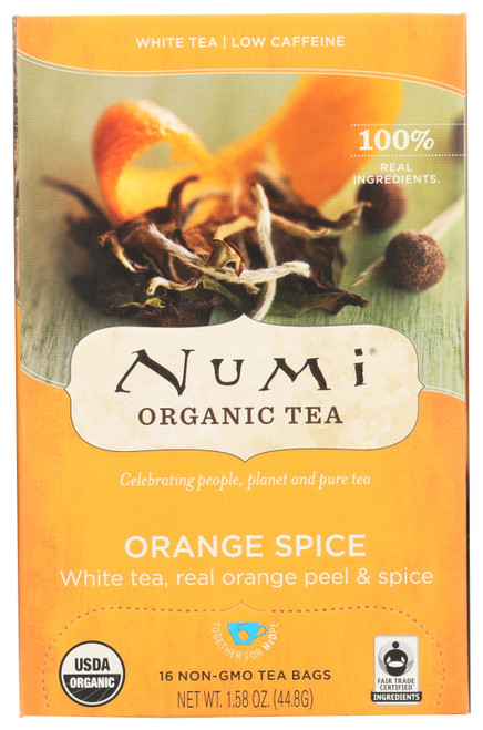 Herbal Tea Orange Spice White Tea, Real Orange Peel & Spice 16 Count