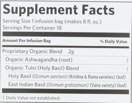 Tulsi Infusion Ashwagandha Indian Fruit Flavors Stress-Relieving & Harmonizing 18 Count