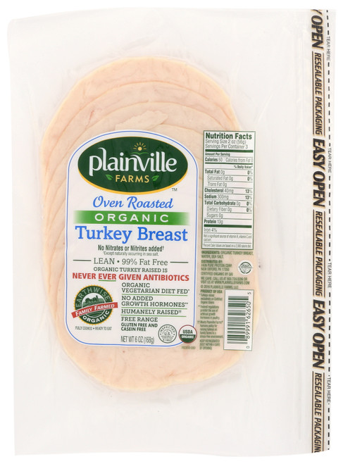 Presliced Deli Meat Oven Roasted Turkey Breast Organic 6oz