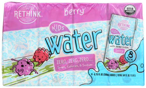Kids Organically Flavored Berry Water Sugar Free, Sodium Free, Calorie Free Water In Enviromentally Friendly, Biodegradable Carton 8 Count