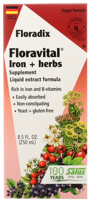 Floradix Floravital Iron + Herbs Liquid Extract Formula 8.5oz