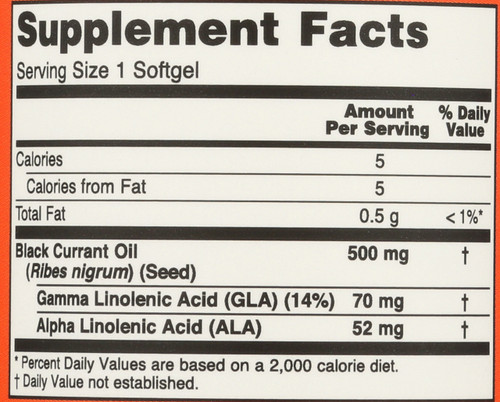 Black Currant Oil 500 mg - 100 Softgels