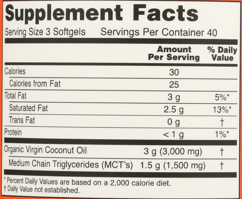 Virgin Coconut Oil 1000 mg - 120 Softgels