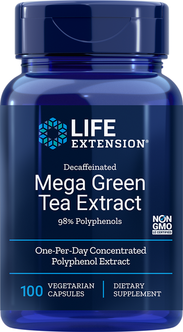 Decaffeinated Mega Green Tea Extract 100 vegetarian capsules
