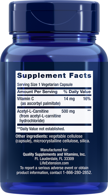 Acetyl-L-Carnitine 500 mg 100 vegetarian capsules