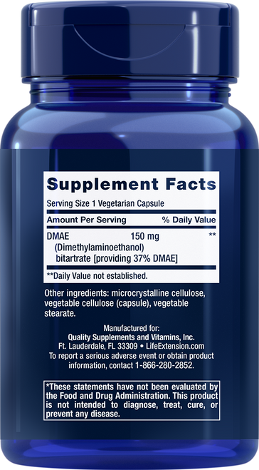 DMAE Bitartrate  150 mg 200 vegetarian capsules