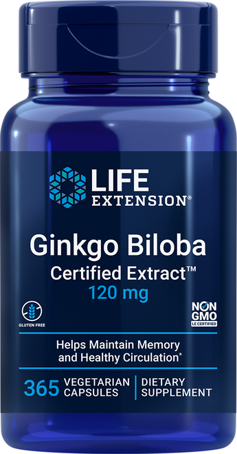 Ginkgo Biloba Certified Extract 120 mg 365 vegetarian capsules