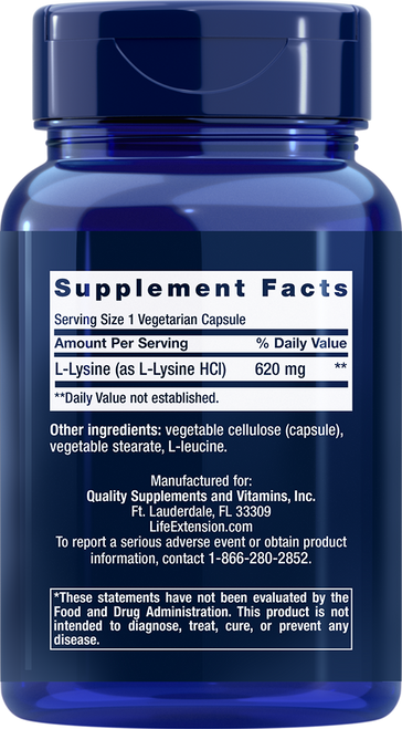 L-Lysine 620 mg 100 vegetarian capsules