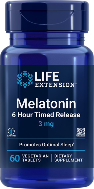 Melatonin 6 Hour Timed Release 3 mg 60 vegetarian  tablets