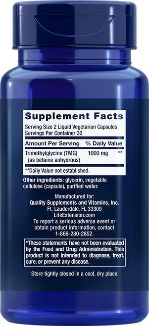 TMG 500 mg 60 liquid vegetarian capsules