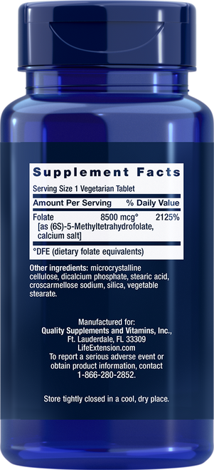 High Potency Optimized Folate 8500 mcg 30 vegetarian tablets