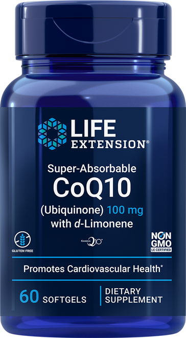 Super-Absorbable CoQ10 (Ubiquinone) with d-Limonene 100 mg 60 softgels