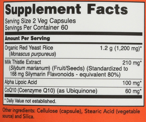 Red Yeast Rice 600 mg with CoQ10 30 mg - 120 Veg Capsules