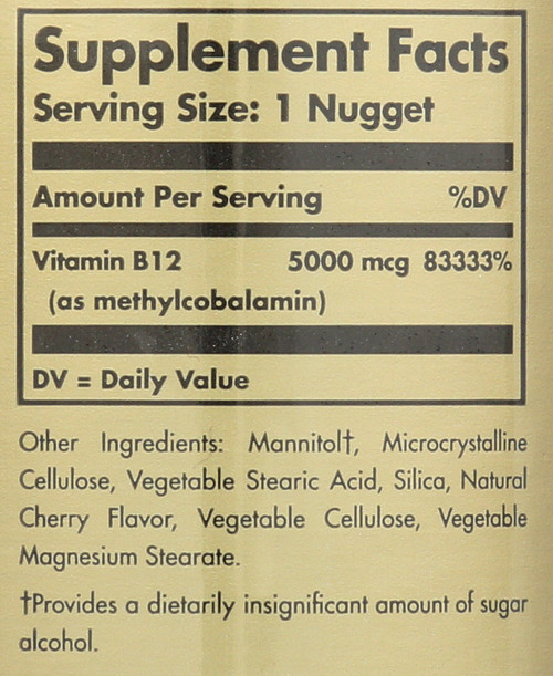 Methylcobalamin Vitamin B12 5000mcg 30 Nuggets