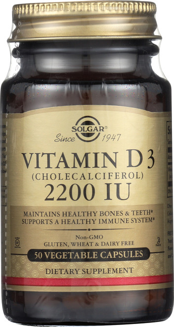 Vitamin D3 Cholecalciferol 2200 IU 50 Vegetable Capsules