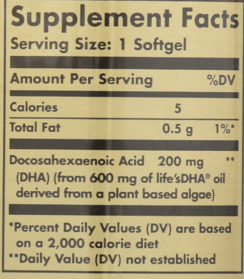 Omega-3 Vegetarian DHA 200mg 50 Vegetarian Softgels
