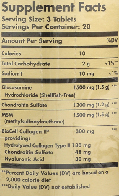 Glucosamine Hyaluronic Acid Chondroitin MSM Shellfish-Free 60 Tablets