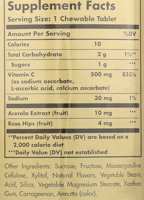 Vitamin C 500mg 90 Chewable Tablets - Orange Flavor