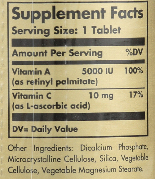 Dry Vitamin A 5000 100 IU Tablets