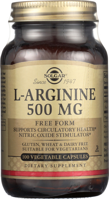 L-Arginine 500mg 100 Vegetable Capsules