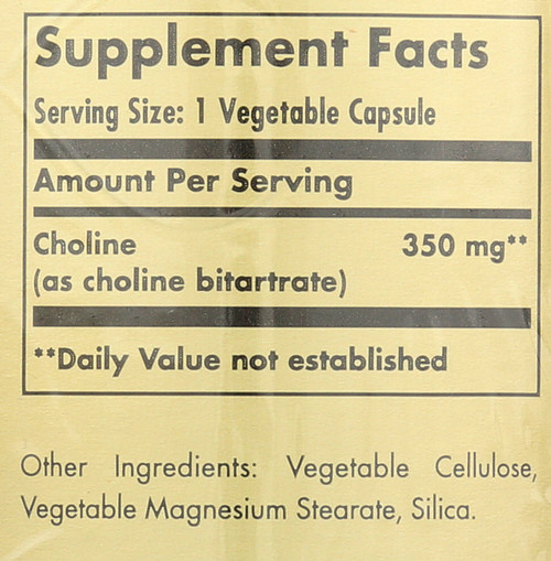 Choline 350mg 100 Vegetable Capsules
