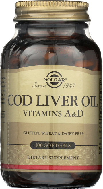 Cod Liver Oil 100 Softgels Vitamin A & D Supplement