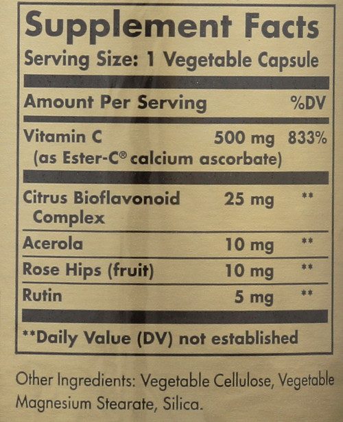 Ester-C Plus 500mg Vitamin C 100 Vegetable Capsules Ester-C Ascorbate Complex