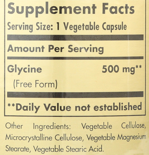 Glycine 500mg 100 Vegetable Capsules