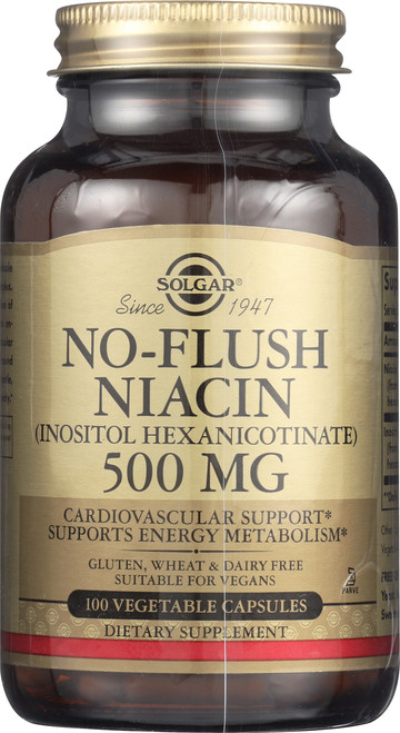 No-Flush Niacin 500mg 100 Vegetable Capsules Vitamin B3 Inositol Hexanicotinate