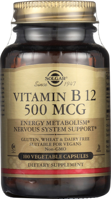 Vitamin B12 500mcg 100 Vegetable Capsules