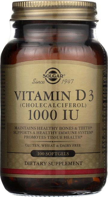 Vitamin D3 Cholecalciferol 1000 IU 100 Softgels