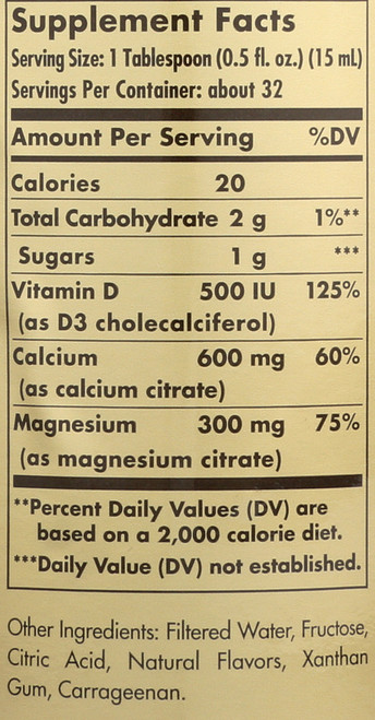 Liquid Calcium Magnesium Citrate with Vitamin D3 - Natural Blueberry Flavor 16 oz