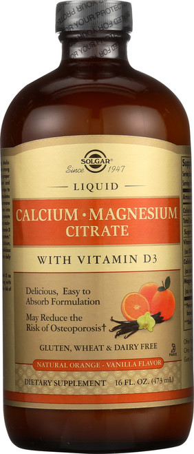 Liquid Calcium Magnesium Citrate with Vitamin D3 - Natural Orange-Vanilla Flavor 16 oz