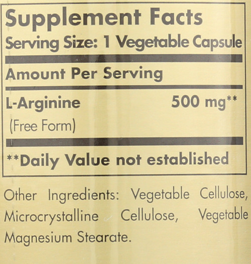 L-Arginine 500mg 250 Vegetable Capsules