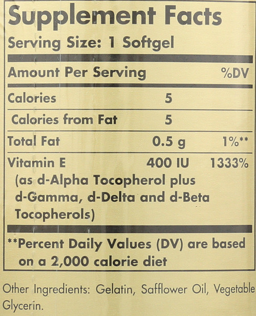 Vitamin E 400 IU 250 Mixed Softgels 400 IU d-Alpha Tocopherol & Mixed Tocopherols