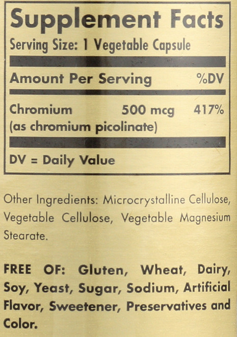 Chromium Picolinate 500mcg 60 Vegetable Capsules