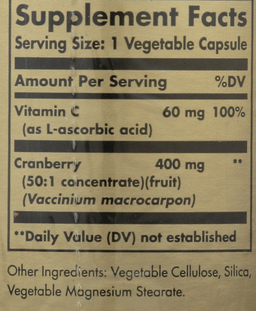 Natural Cranberry with Vitamin C 60 Vegetable Capsules