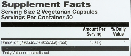 Dandelion Root 100 Vegetarian Capsules