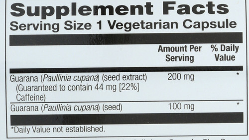 Guarana Seed Extract 60 Vegetarian Capsules