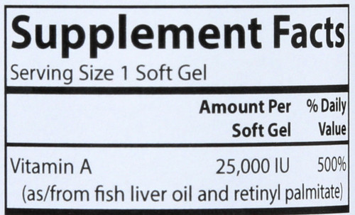 Vitamin A - 25,000 Iu - 100 Soft Gel