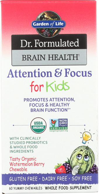 Dr. Formulated Brain Health Attention and Focus for Kids Organic 60 Chewables