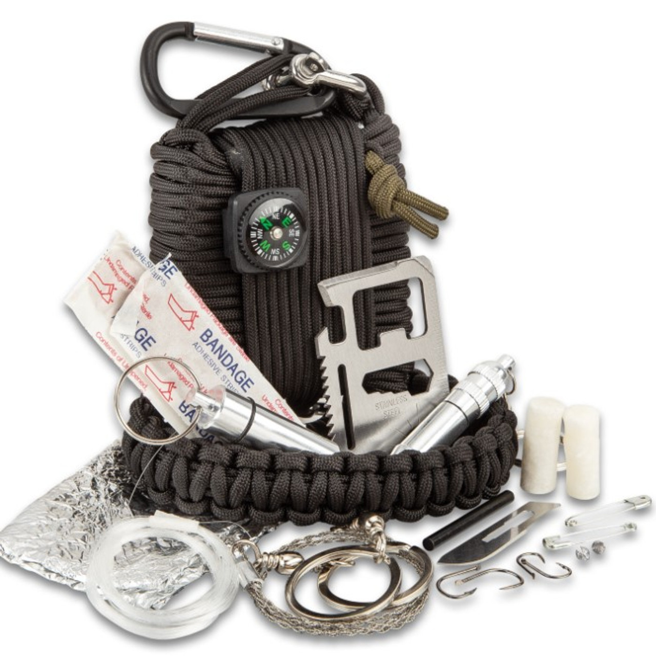 SHTF Paracord Survival Kit With Carabiner 20 Pieces