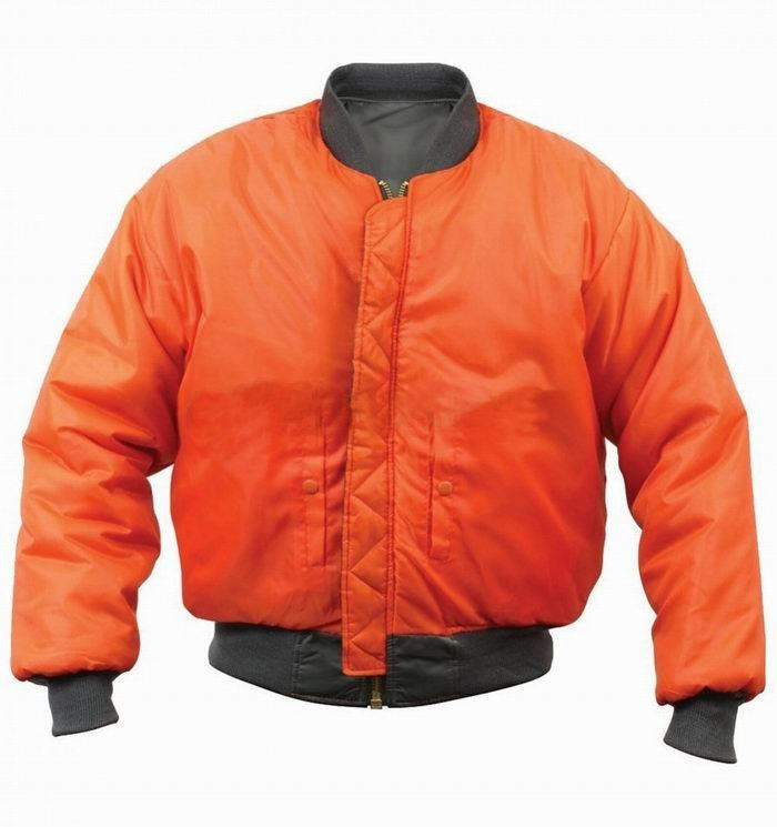 black and orange flight jacket