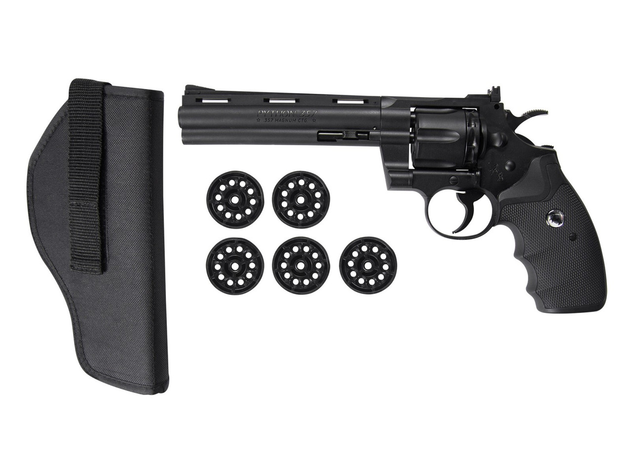 Colt Python CO2 Revolver Kit Chrome 0.177 cal  6rds Single-Action & Double-Act 