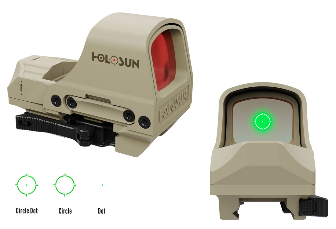 Holosun HE510C-GR Open Reflex Sight - Green Multi-Reticle, FDE