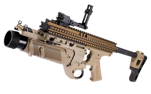 Matrix EGLM Airsoft Grenade Launcher with RIS Kit - (Tan) - Hero