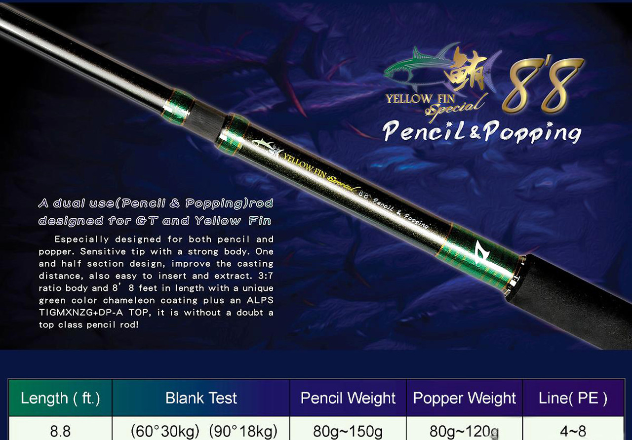 Jigging Master Yellow Fin Special Pencil & Popping Jigging Fishing Rod -  Hero Outdoors